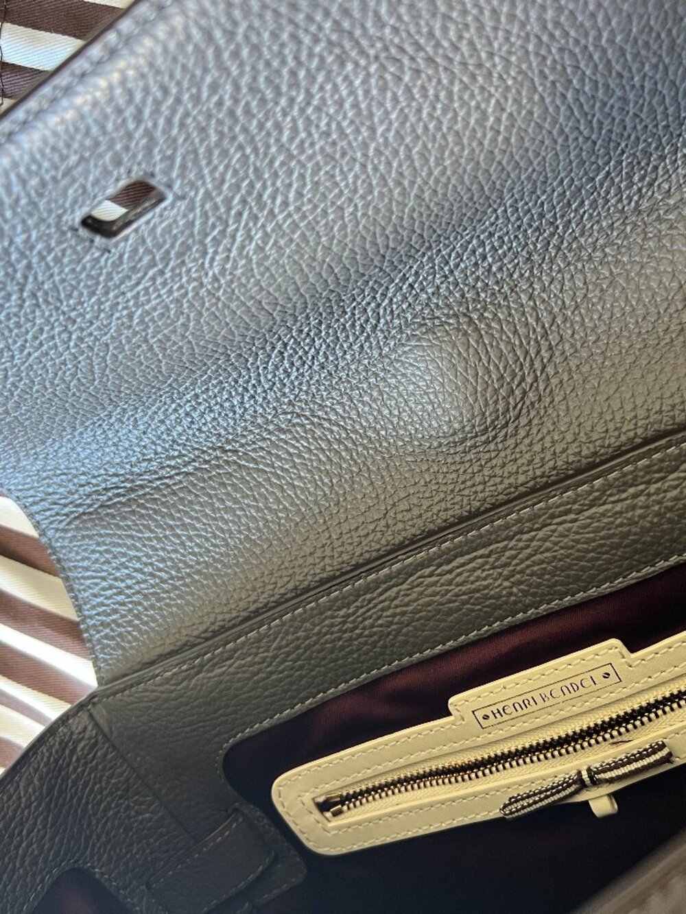 NWT Henri Bendel Uptown Satchel Gray Pebbled Leather Convertible Crossbody - Picture 11 of 16